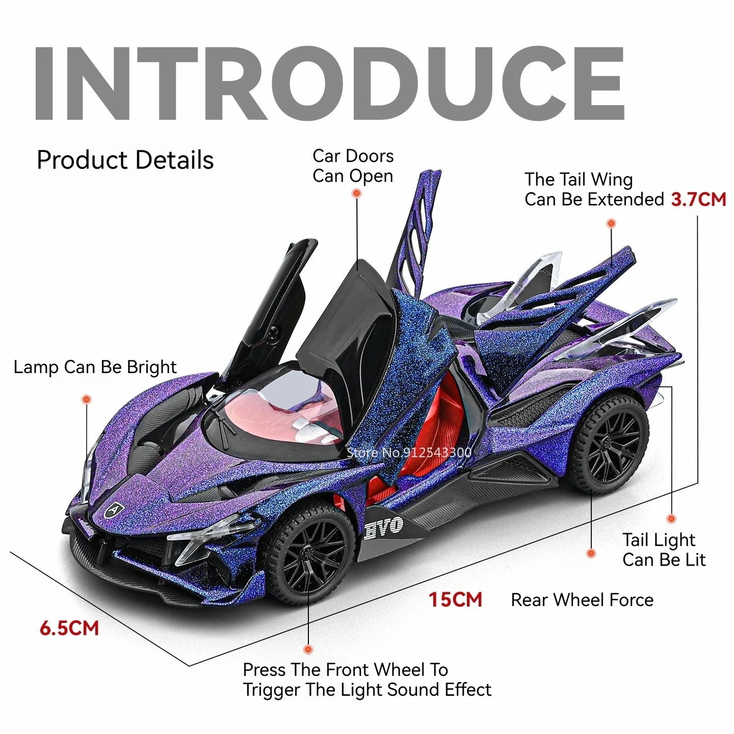 Scale 1:32 Apollo EVO IE Car Model Toy Metal Diecast Pull Back Super Cars Doors Opened Vehicle Models Best Gifts for Kids