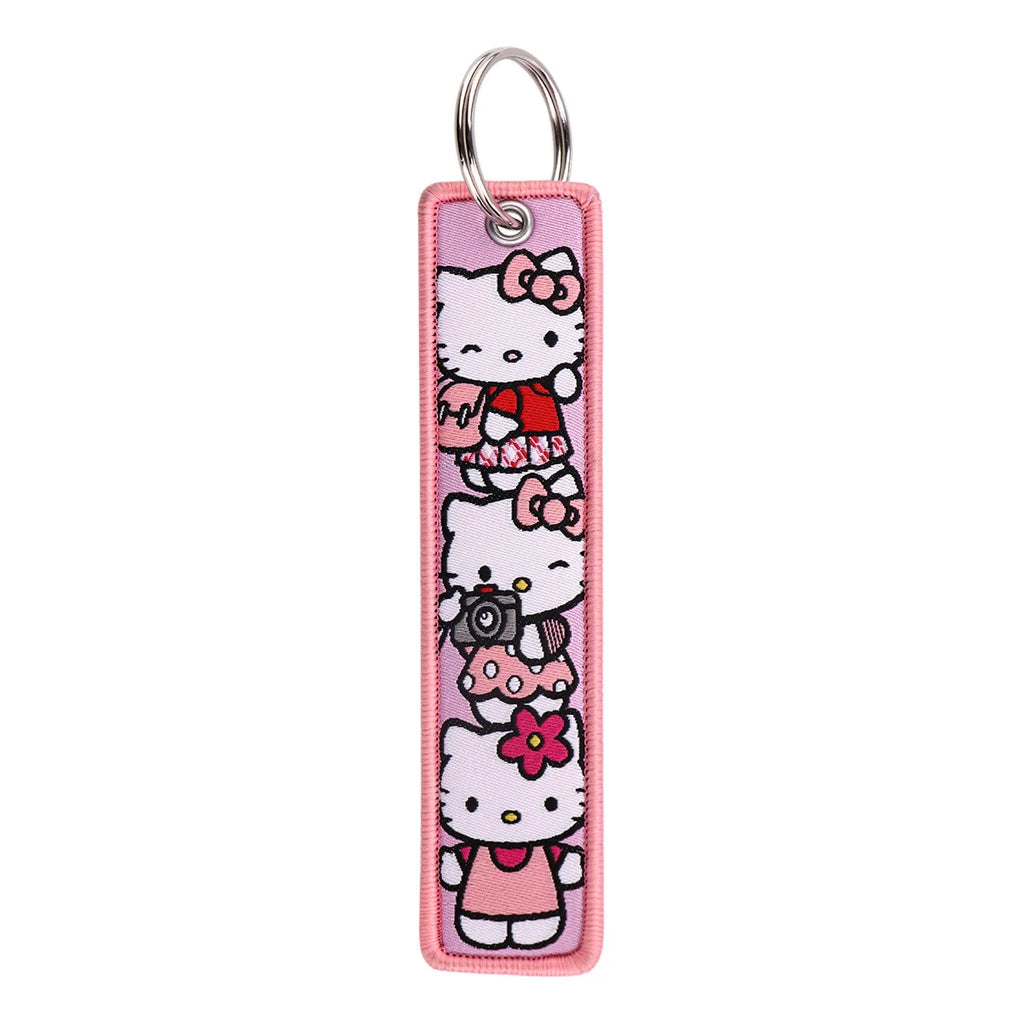 Sanrio Hello Kitty Melody Kuromi Embroidery KeyChain Key Tag Cars Backpack Chaveiro Keychain Keyring Accessories Toy Gift