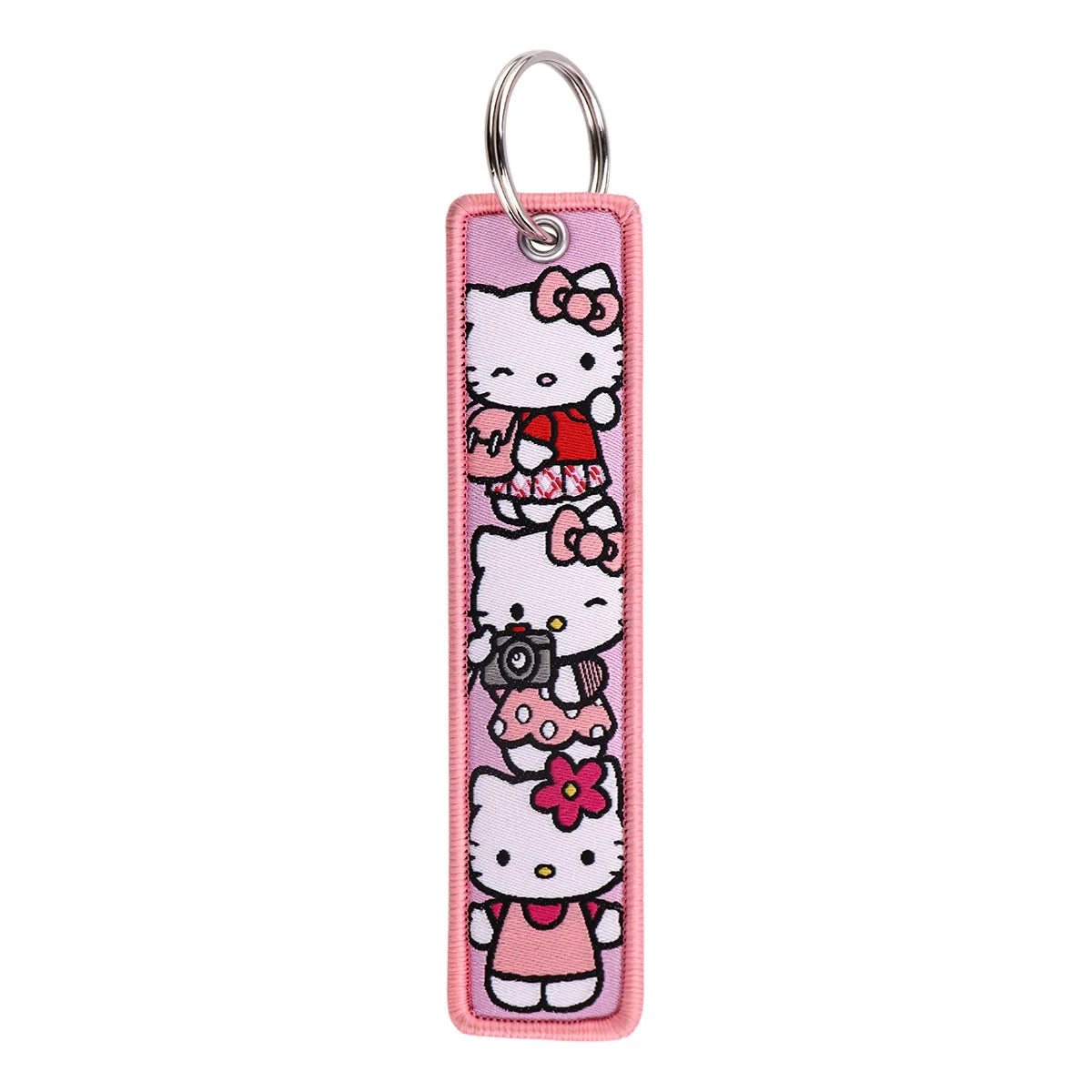 Sanrio Hello Kitty Melody Kuromi Embroidery KeyChain Key Tag Cars Backpack Chaveiro Keychain Keyring Accessories Toy Gift