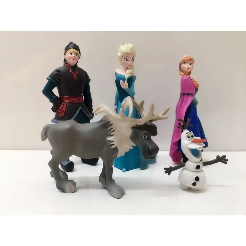 pop Disney 10cm Disney Frozen Queen Princess Elsa Anna Figure Model Toys Cake Gifts Home Decor Birthday Party 5PCS