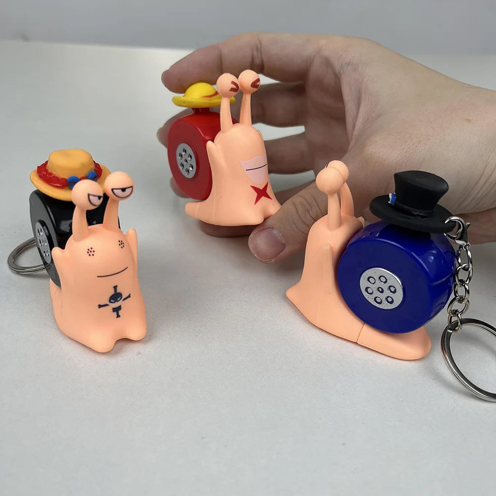 Anime One Piece Den Den Mushi Model Toys Cartoon Luffy Sabo Ace Snail Shaped Phone Can Sound Recording Toys for Children Gifts