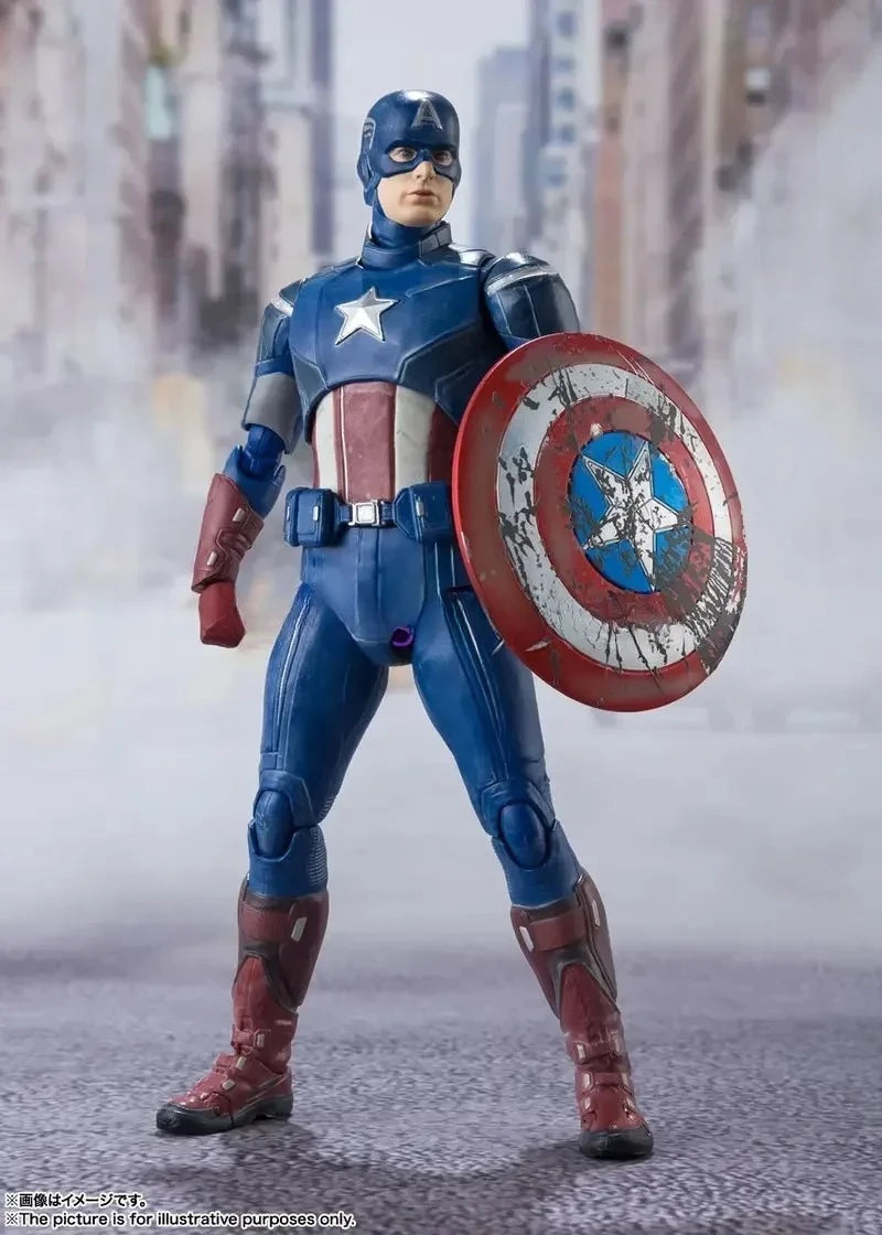 Bandai Shf Marvel Avengers Endgame Edition Captain America Iron Man Mk6 Thor Hulk Action Figure Anime Series