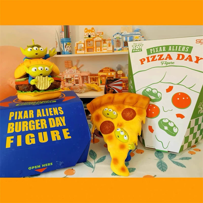 Disneys Cartoon Toy Story Alien Hamburger Statue Creative Three Eyes Alien Action Figure Fashion Brand Pvc Collection Model Gift