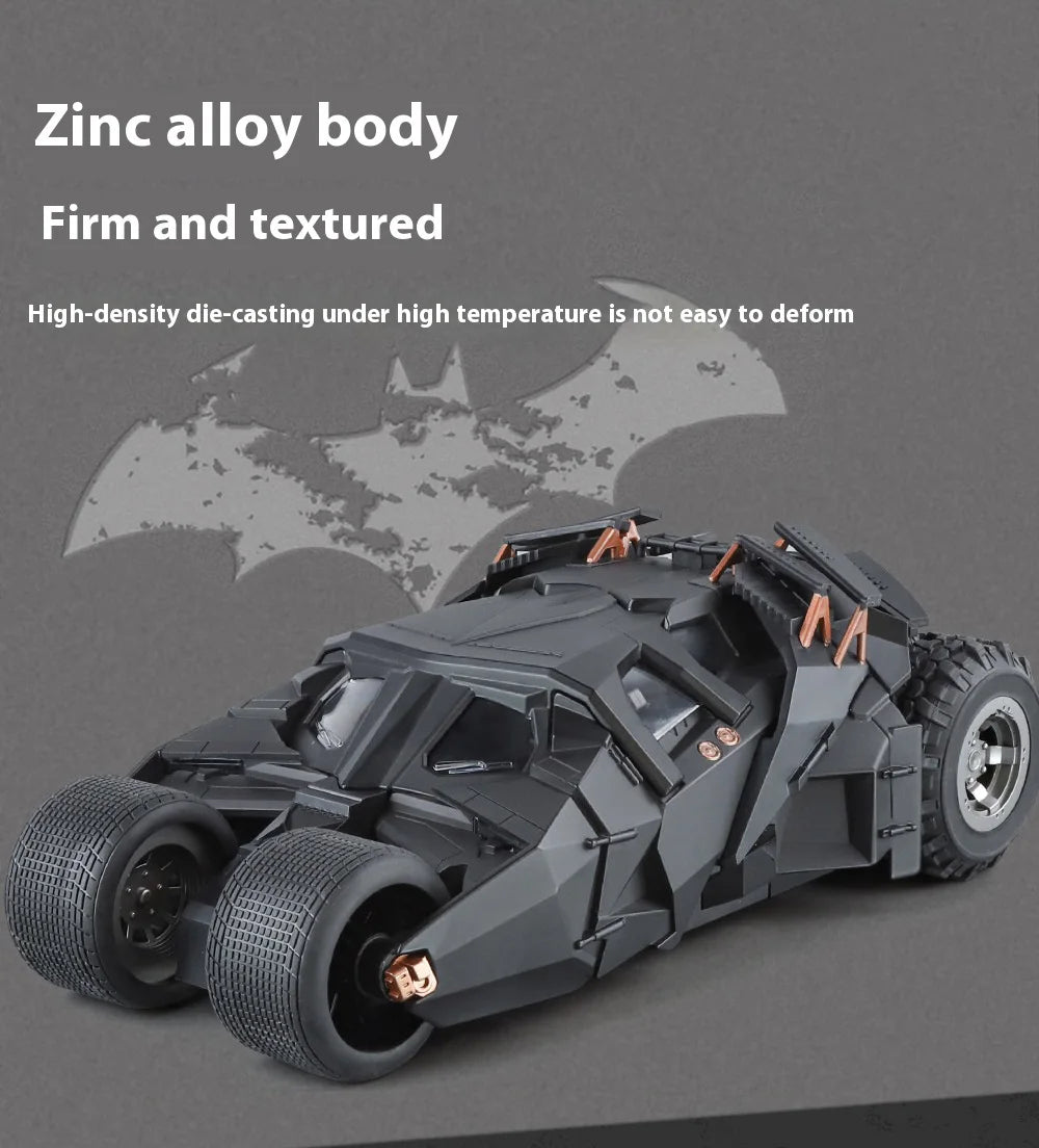 1:18 Cool Batmobile alloy model toys, exquisite desktop ornaments, cool sound and light spray, Christmas gifts
