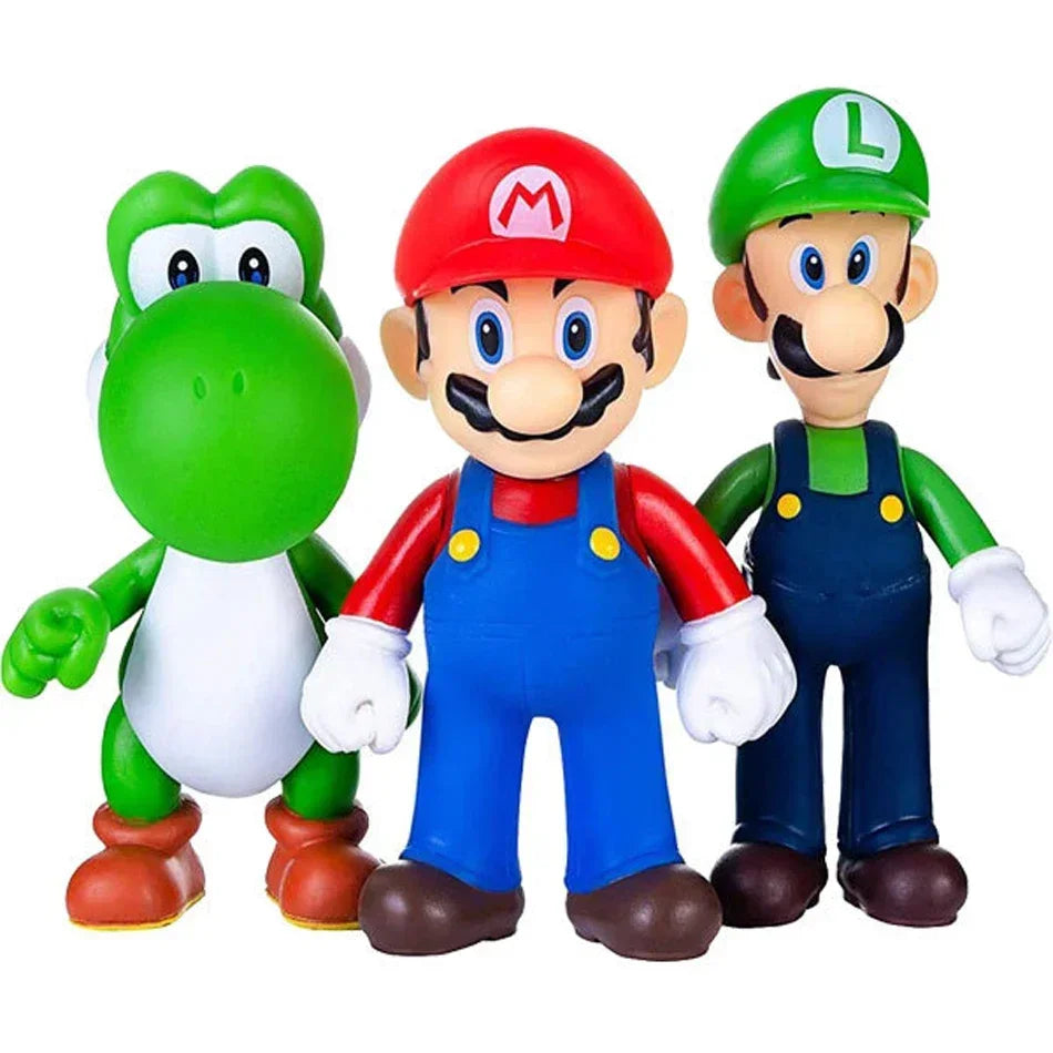 Super Mario Bros Cartoon Dolls Model Birthday Gift Anime Figures Luigi Yoshi Mario Creative Collectible Model Toys.*
