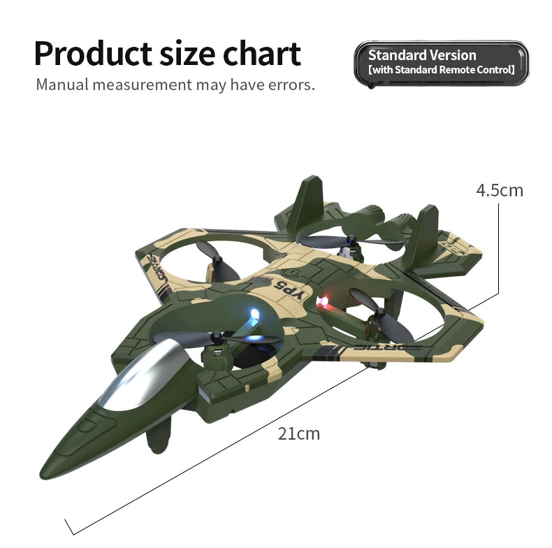 2026 New YP5MAX RC Foam Airplane 2.4GWIFI Fighter Stunt Tumbling Helicopter with Colored LED Lights Toys