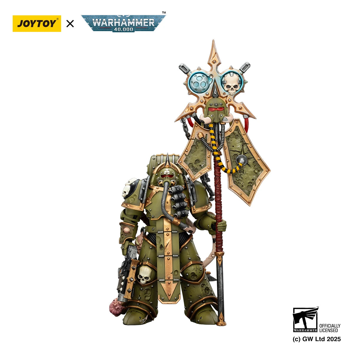 JOYTOY Warhammer 40K 1/18 Action Figure Death Guard Plague Marine Icon bearer Anime figures Toys Model