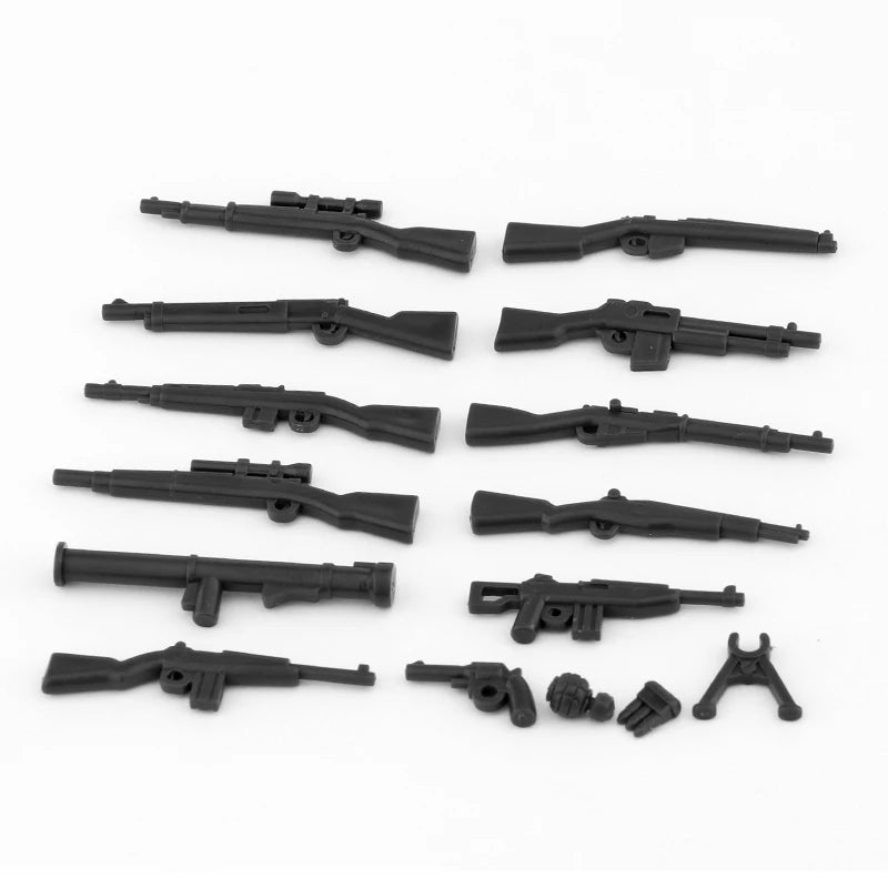 25/50/100Pcs Soldier Police Gangster WW2 Army Military Weapons SWAT Machine Gun Mortar Building Blocks Figure Model Brick Toy