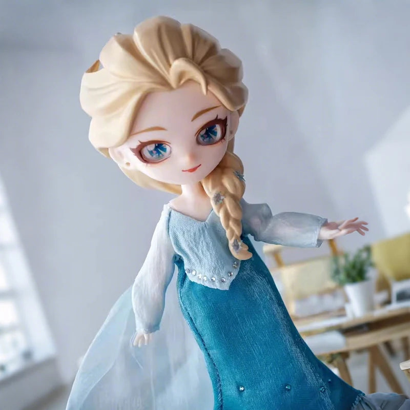 Disney Frozen Q Posket Action Figure Toys Cute Jointed Doll Elsa Snow White Belle Ariel Princess DIY Kids Girl Toy Birthday Gift