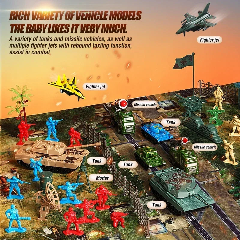 Military Model Kit Simulation Tank Fighter Soldier Model Action Figure Army Builder Promotion Pack Figure Anime Model Kids Gift