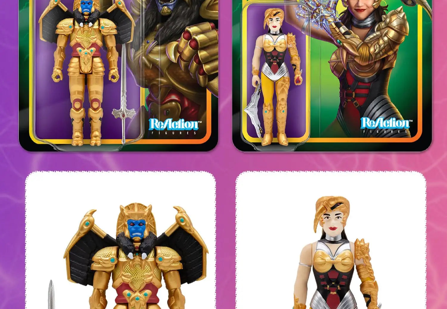 Super7 Mighty Morphin Power Rangers Carded Series 1 - Dragonzord, Red Ranger & Rita Repulsa Model Gift Set Toys