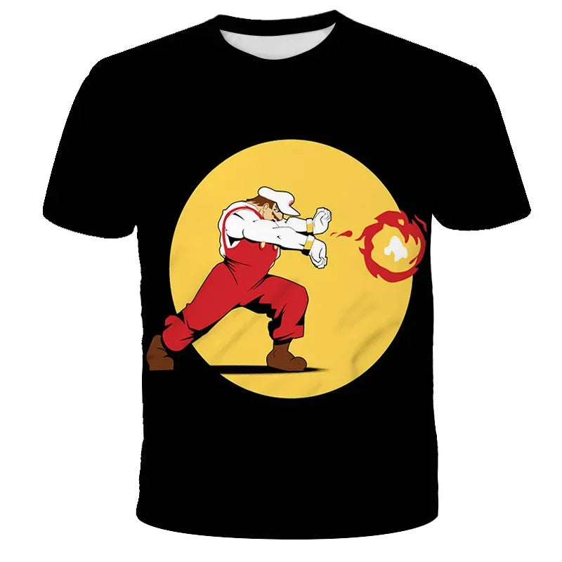 Super Mario Peach Princess Anime Manga Summer Children's Clothes Short Sleeve Boys Girls Cute Casual Fashion T-shirt Kids