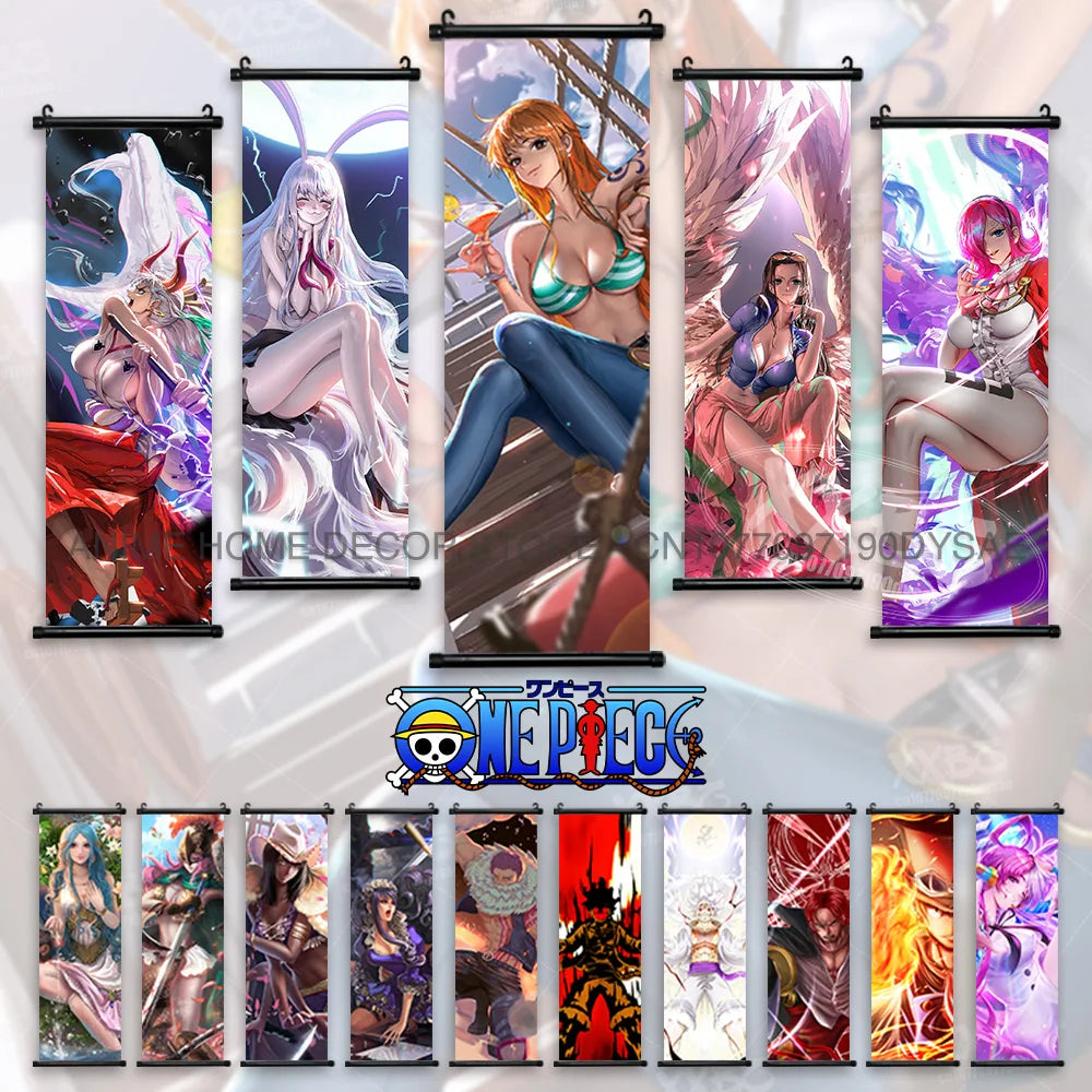 ONE PIECE Posters Anime Monkey D. Luffy Hanging Painting Yamato Scrolls Picture Nico Robin Home Decor Wallpaper Canvas Wall Art