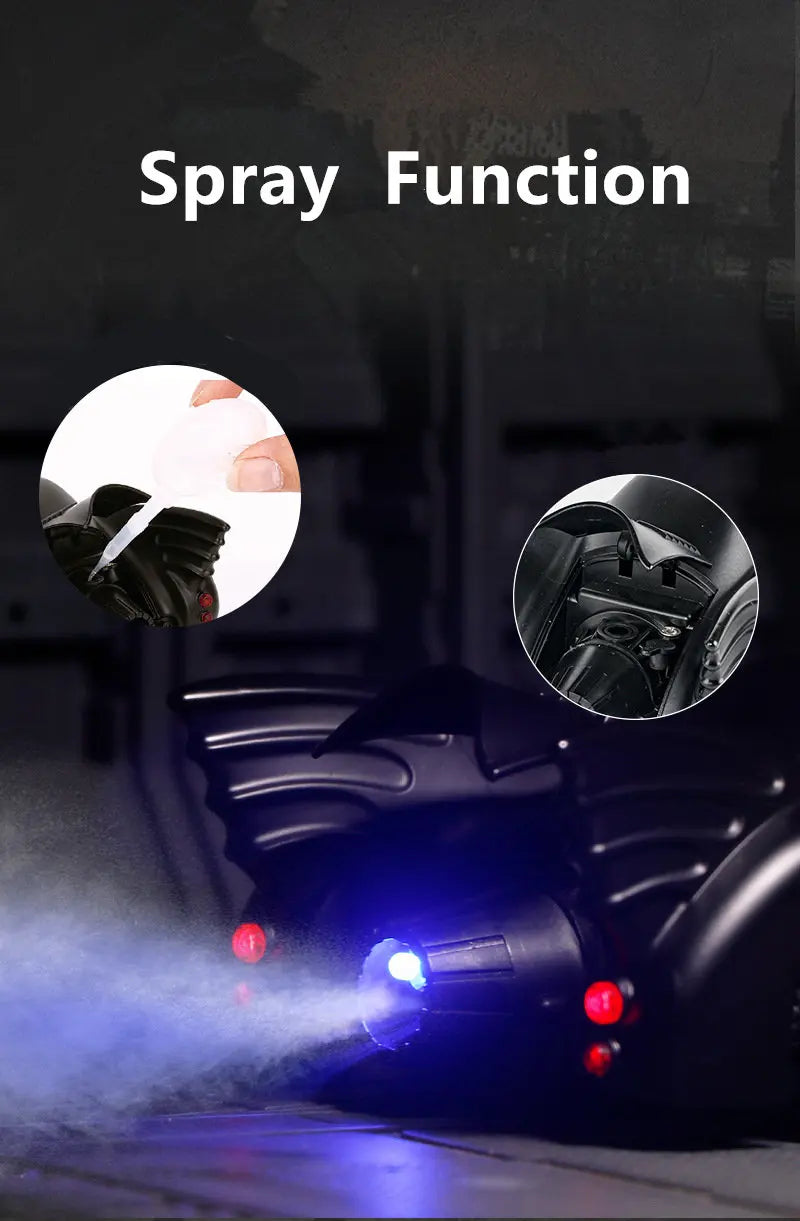 1/24 Classic Movie Car Alloy Batmobile Bat Sports Car Model Diecast Metal Toy Racing Car Model Sound Light Simulation Kids Gifts
