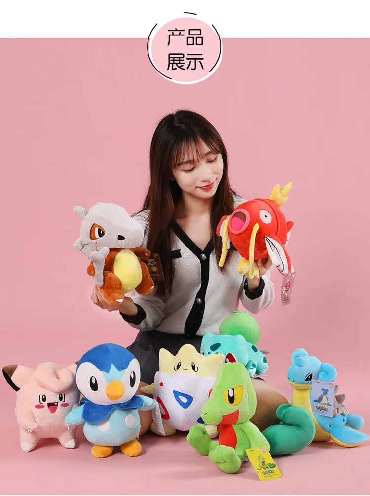 POKEMON Original Plush Toy Gengar Mimikyu Pikachu Charizard Genuine Kawaii Plush Doll Soft Cute Cartoon Piplup Toy for Kids Gift