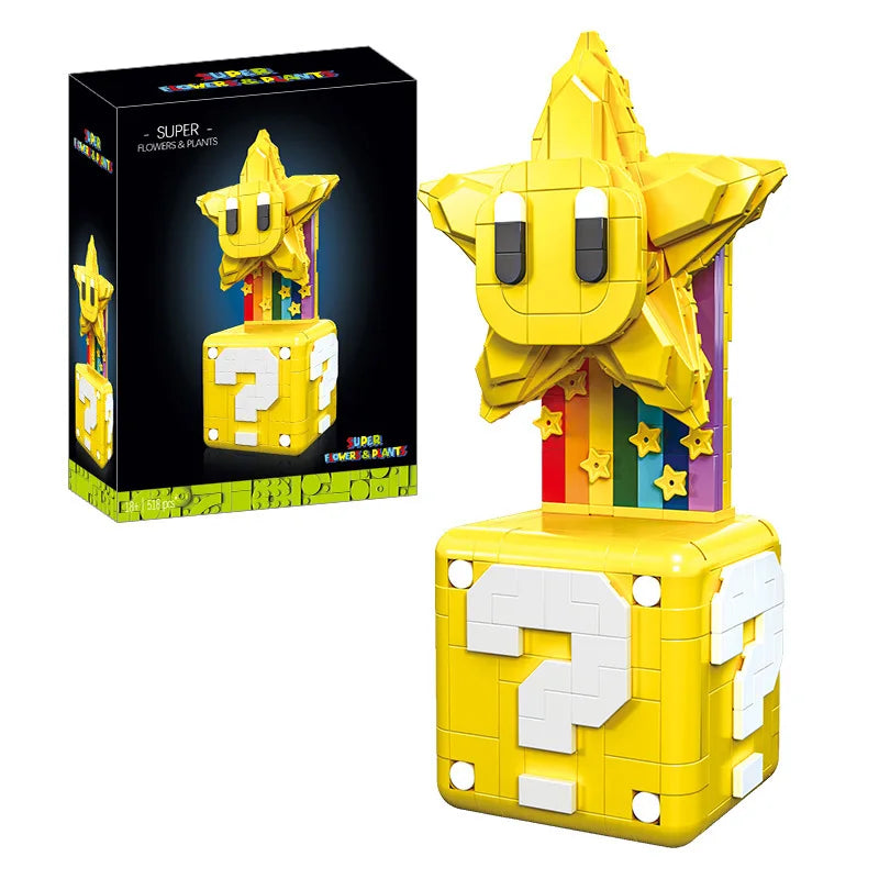 Super Mario Bros Base Building Blocks Yoshi Luigi Star Assembled Question Mark MOC Game Model Mario Mini Brick Toy For Kids Gift