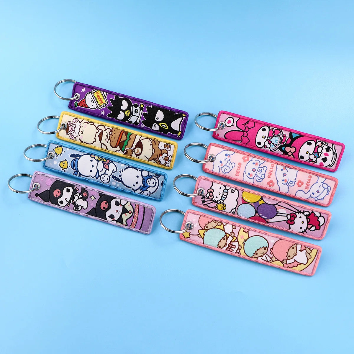 Sanrio Hello Kitty Melody Kuromi Embroidery KeyChain Key Tag Cars Backpack Chaveiro Keychain Keyring Accessories Toy Gift
