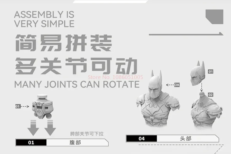 F5 ROUNDD CULTURE Batman: Arkham Knight Deathstroke Red Hood Anime Figure Blind Box Assemble Movable Model Toys Collection Gifts