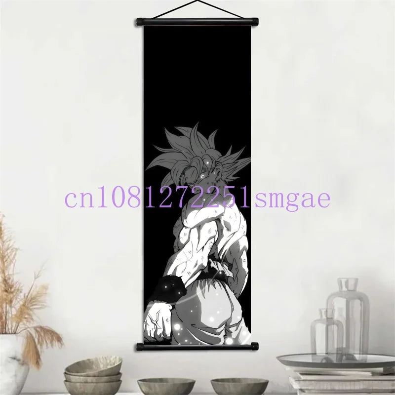Dragon Ball Scrolls Picture Wall Art Goku Saiyan Hanging Painting Canvas Anime Poster Hot Blooded Home Decor Kawaii Kids Room