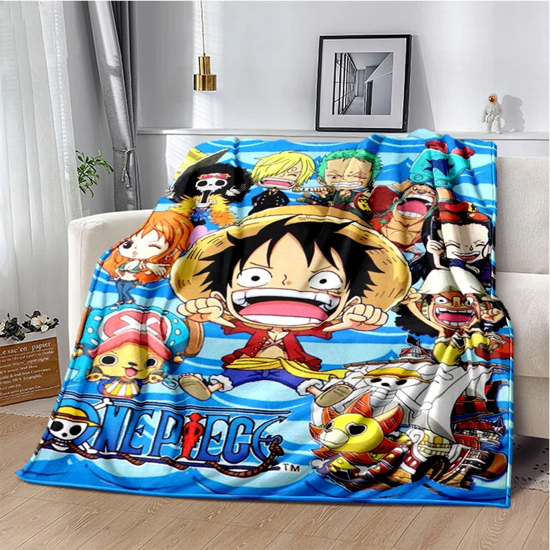 One Piece Luffy & Crew 2026 Flannel Blanket 3D Print Soft Warm Anime Characters Throw Blanket Lightweight Cozy Bedding for Fans