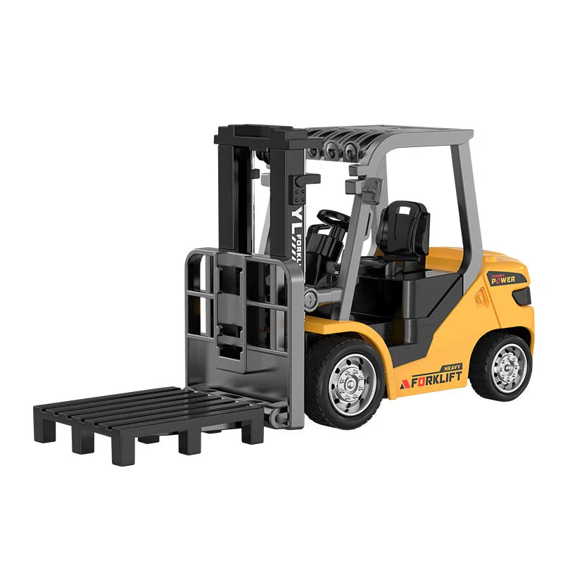 1/64 2.4G RC Mini Alloy Forklift With Trailer Desktop Game Full-scale APP Remote Control Engineering Lift Truck Kids Toys Gifts