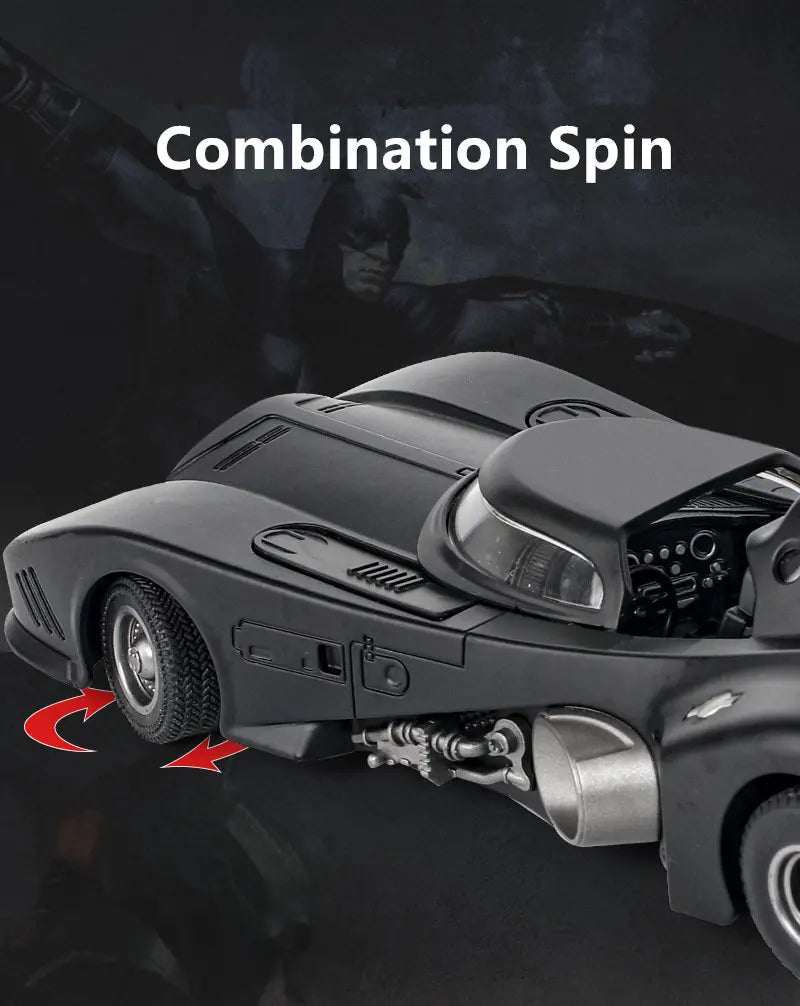 1/24 Classic Movie Car Alloy Batmobile Bat Sports Car Model Diecast Metal Toy Racing Car Model Sound Light Simulation Kids Gifts