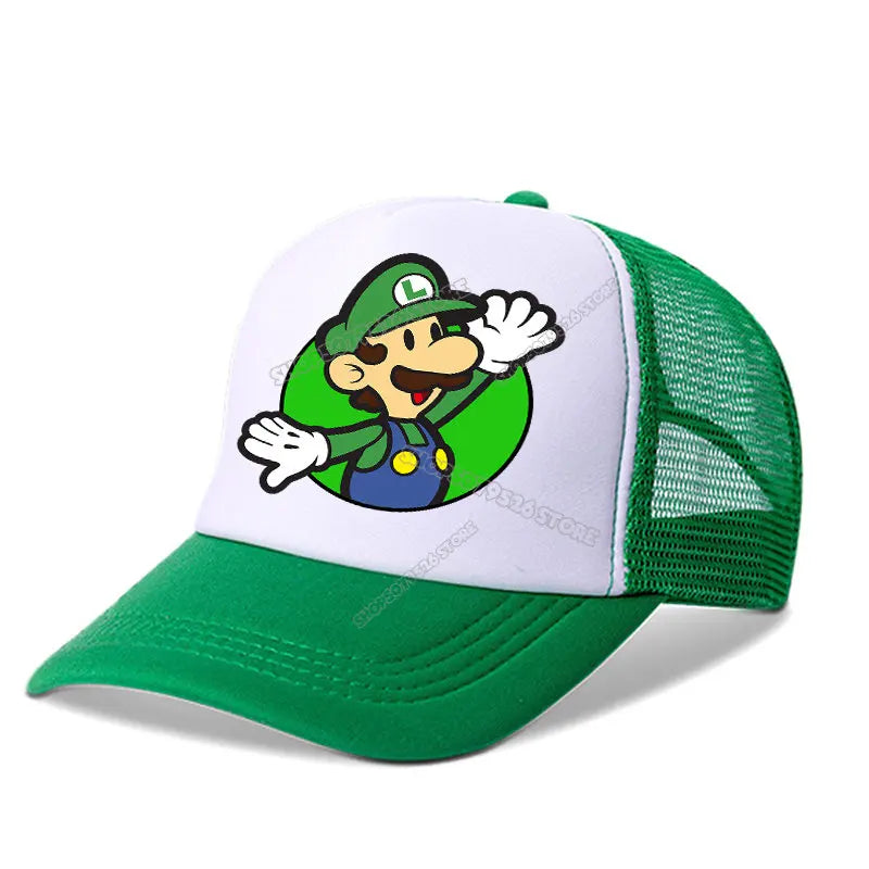 Super Marios Bros Baseball Cap Peach Princess Girl Cute Mesh Hat  Anime Kids Peak Cap Cartoon Boy Sunhat Men Women Lover Dad Hat