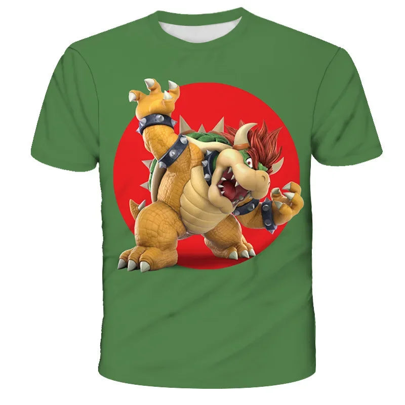 Super Mario Peach Princess Anime Manga Summer Children's Clothes Short Sleeve Boys Girls Cute Casual Fashion T-shirt Kids