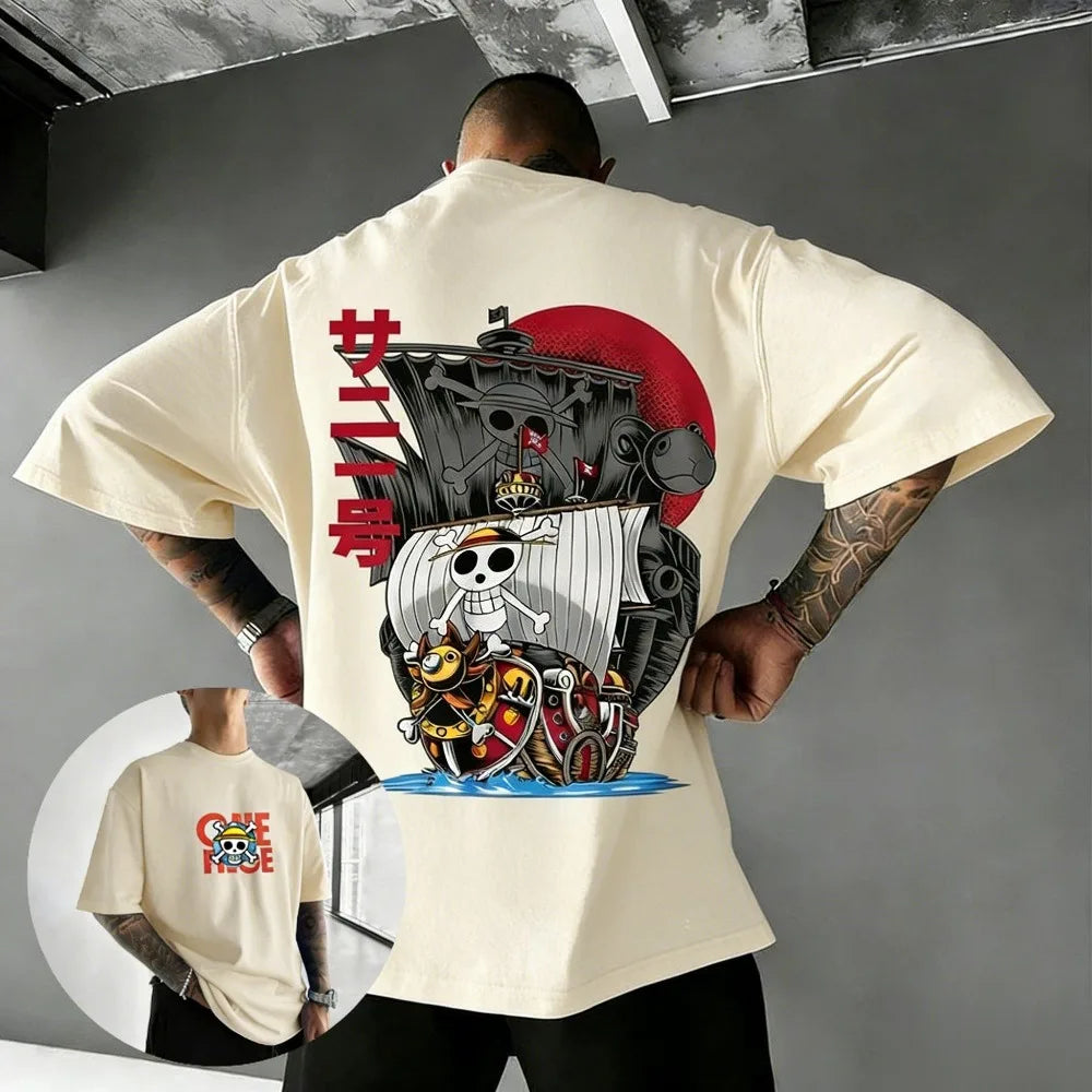 One Piece Anime Graphic T Shirt Men Summer 2026 Casual Short Sleeve Tee Loose Fit Streetwear Skull Crossbones Luffy Y2k Clothes