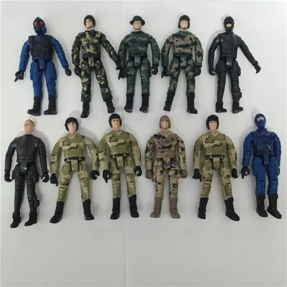 8Pcs Warrior Elite Force 1:18 Military Action Figure Toys with Weapons 10cm Terrorist SWAT Team Soldiers Statue for Children