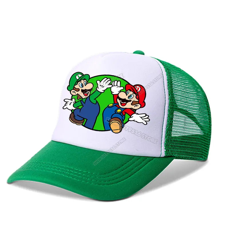 Super Marios Bros Baseball Cap Peach Princess Girl Cute Mesh Hat  Anime Kids Peak Cap Cartoon Boy Sunhat Men Women Lover Dad Hat