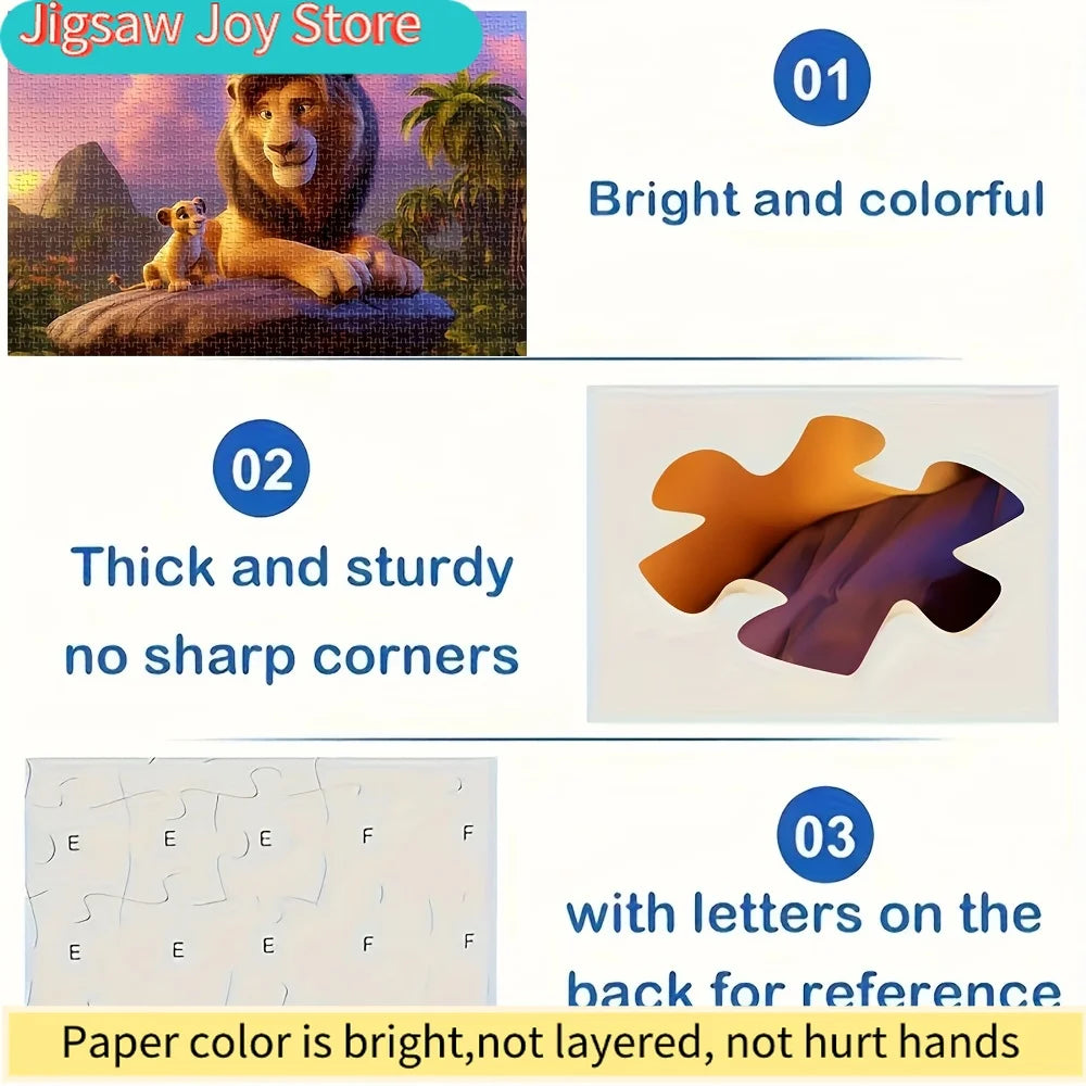 Disney  Lion King Wood Puzzle | Raw Wood, Vivid Simba and Mufasa Scenes, Family Fun, Desk Decorations, Easter Birthday Gifts,