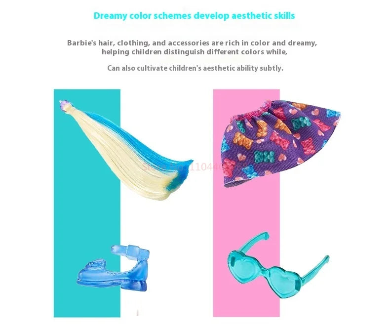 Original Barbie Doll Little Kelly Surprise Warm Water Color Changing Blind Box Dress Up Game Accessories Toy Child Birthday Gift