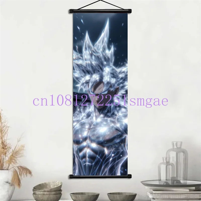 Dragon Ball Scrolls Picture Wall Art Goku Saiyan Hanging Painting Canvas Anime Poster Hot Blooded Home Decor Kawaii Kids Room
