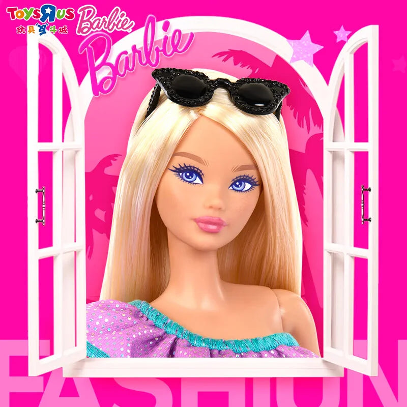 Original Mattel Odile Face Barbie Braid Doll Fashion Dressing And Matching Barbie Charm Gift Box Model Collection Toy Girl