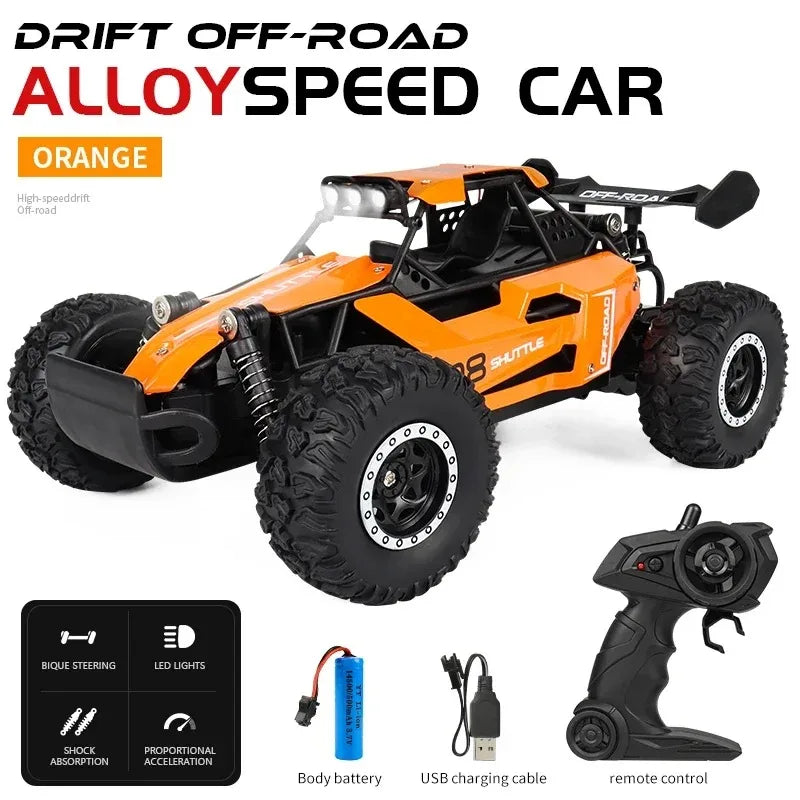 RC Car 1:16 2WD with LED Light 2.4G 20KM/H High Speed Off-Road Climbing Remote Control Car Toy Gifts for Boys Girls Kids
