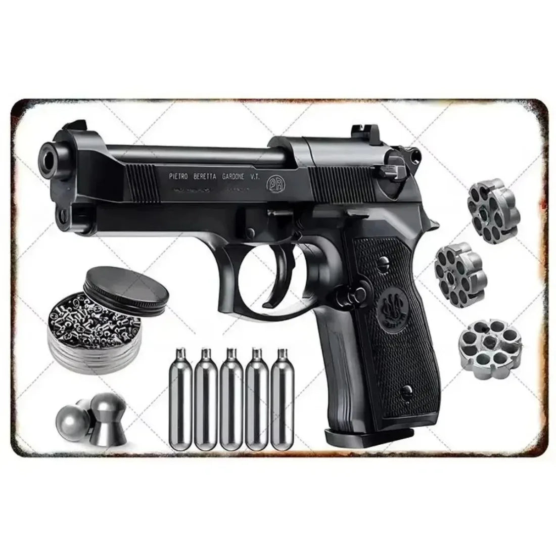 Pistol Metal Signs, Exuding Military Flair, Ideal As Wall Decoration in Man Cave, Home, Cafe, Garden, Club and Bar Settings.
