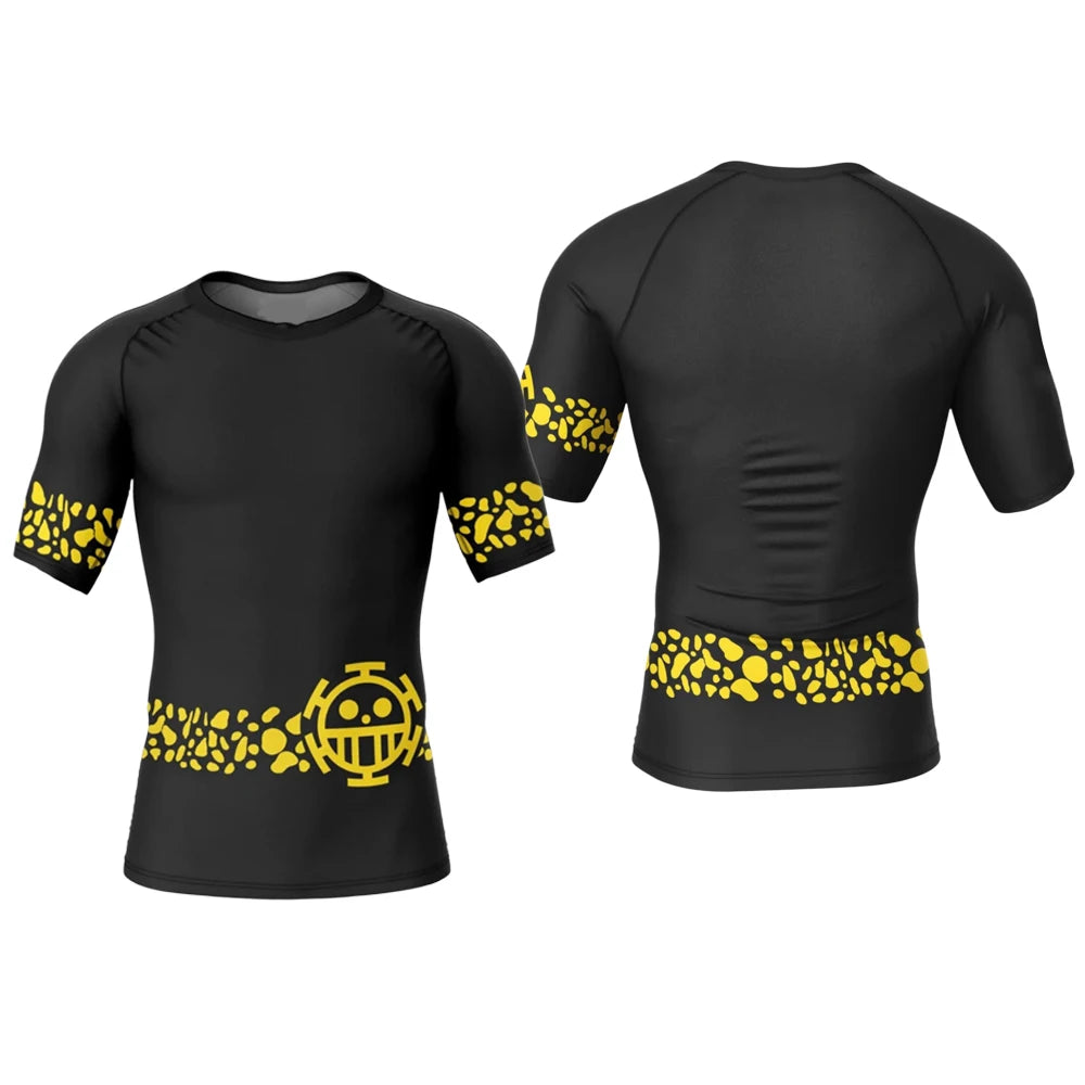 Bandai Trafalgar Law Heart Pirates Rash Guard One Piece Anime Adult Kids Compression T-Shirt Summer Quick-dry Soft Lightweight