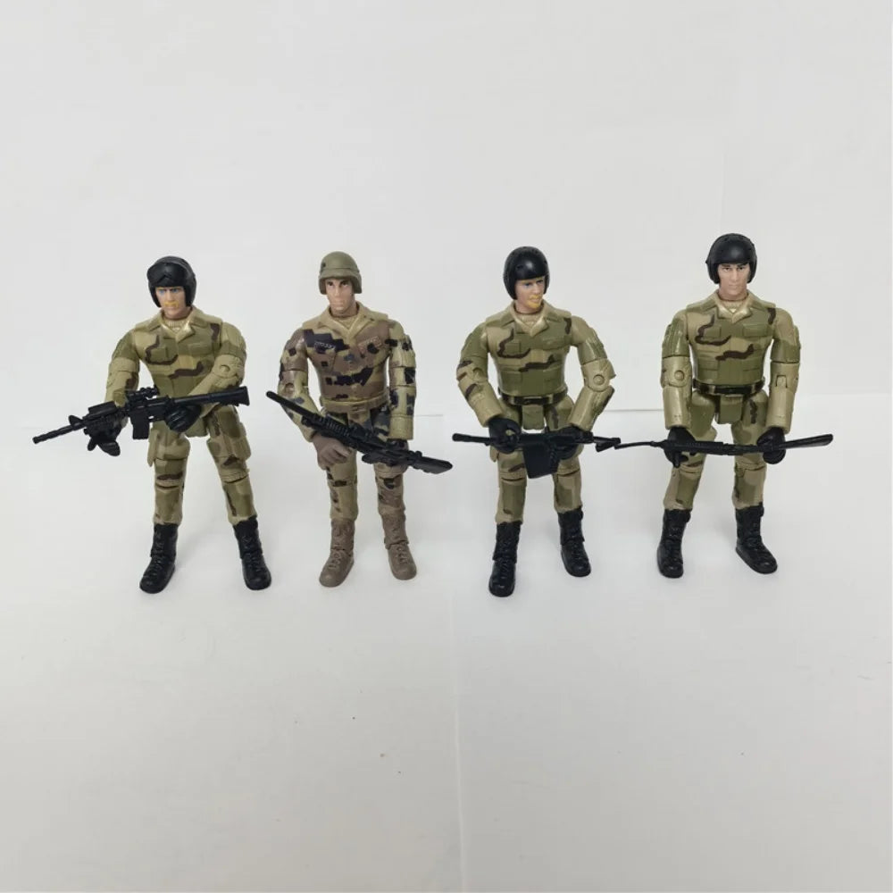 8Pcs Warrior Elite Force 1:18 Military Action Figure Toys with Weapons 10cm Terrorist SWAT Team Soldiers Statue for Children