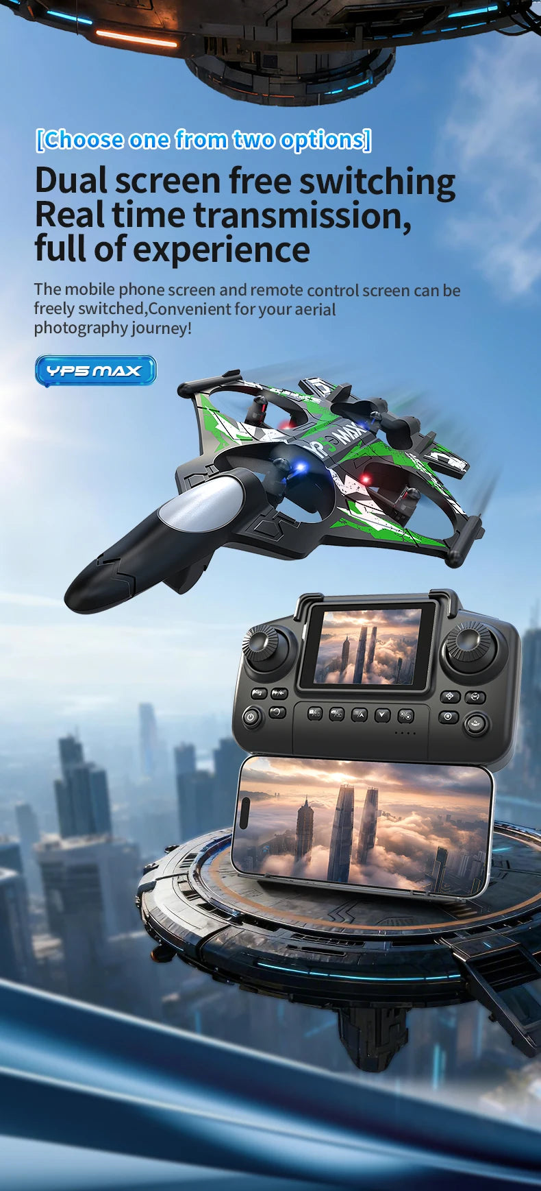 2026 New YP5MAX RC Foam Airplane 2.4GWIFI Fighter Stunt Tumbling Helicopter with Colored LED Lights Toys