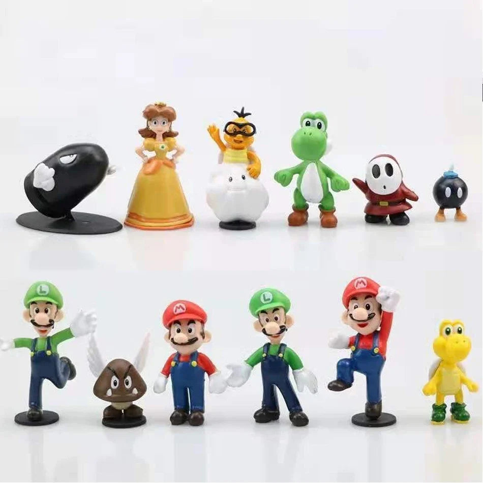 HOT 1-18pcs/set Super Mario Bros PVC Action Figure Toys Dolls Model Set Luigi Yoshi Donkey Kong Mushroom for birthday gift