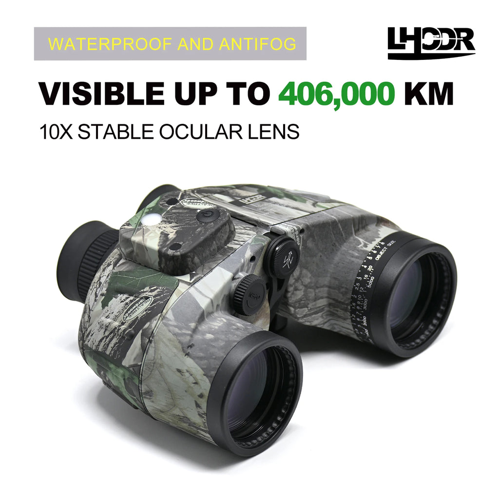 IPX7 Telescope Binoculars 10x50 Professional Powerful Binoculars with Internal Rangefinder Compass Waterproof for Surviva