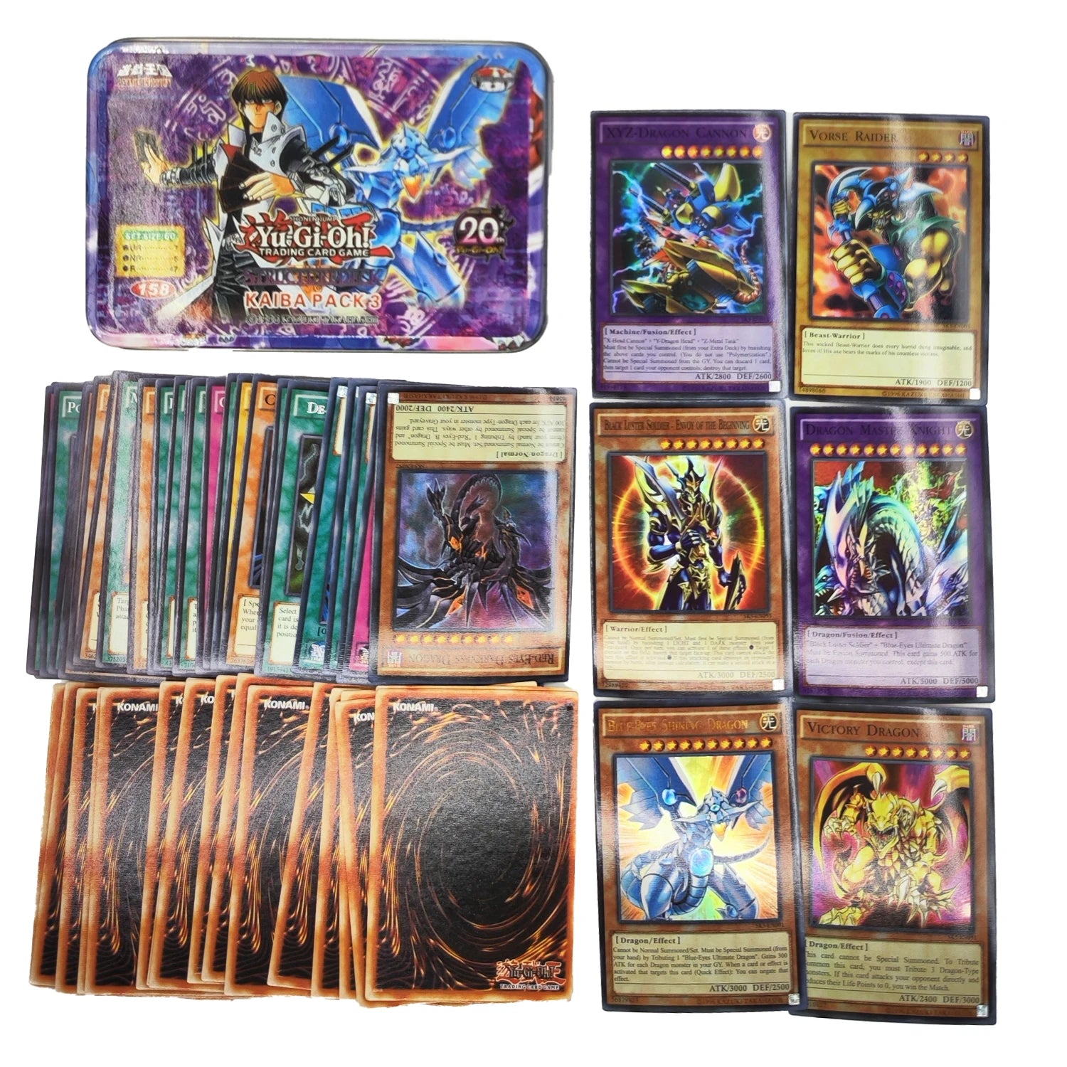 Yu Gi Oh Cards KAIBA PACK 3 Card Deck English TCG Holographic Golden White Dragon Duel Game Collection Card with Tin Box