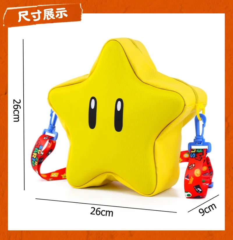 Super Mario Yellow Big Eye Star Backpack Girl Fashion Bag Student Crossbody Bag Anime Peripheral Backpack Birthday Gift
