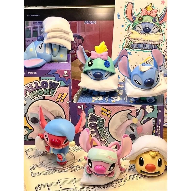 New Cartoon Disney Stitch Needle Pillow Battle Series Blind Box Action Figure Decor Ornament Cute Needle Doll Toy Birthday Gifts