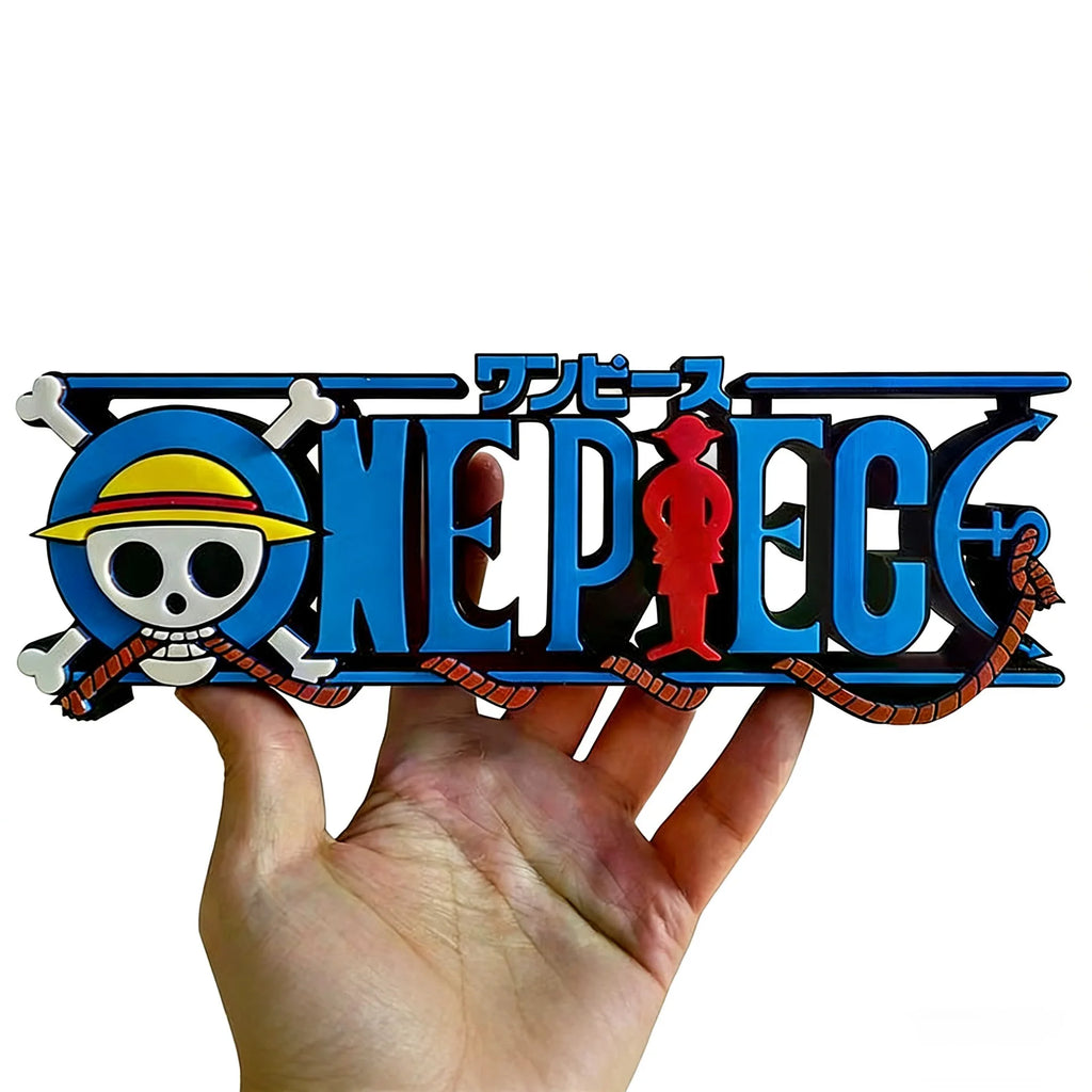 One Piece Straw Hat Skull Logo 3d Printed Standing Sign Anime Collectible Ornament Home Desk Decoration Gifts For Anime Fans