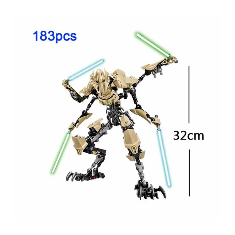 Space Wars Buildable Action Figures Kylo Ren Chewbacca Boba Jango Fett General Grievous Toys for Kids (KSZ605/617/326)