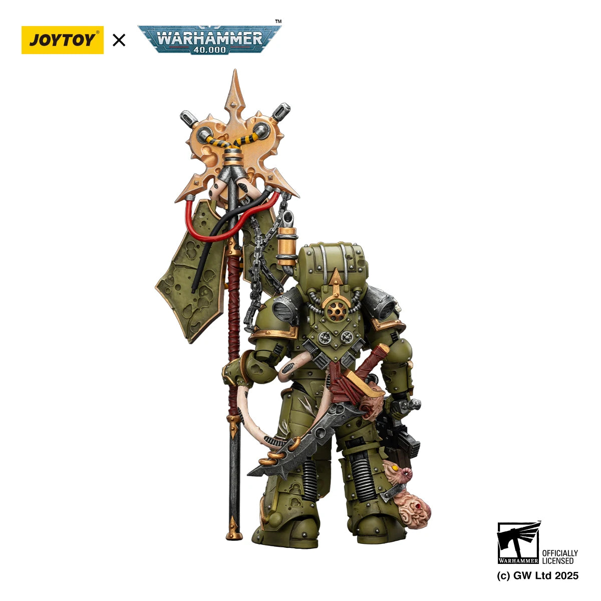 JOYTOY Warhammer 40K 1/18 Action Figure Death Guard Plague Marine Icon bearer Anime figures Toys Model