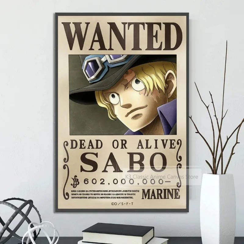 One Piece Canvas Poster Bounty Order Luffy Wallpapr Ace Figures Nami Home Decoration Painting Anime Zoro Wall Art Sanji