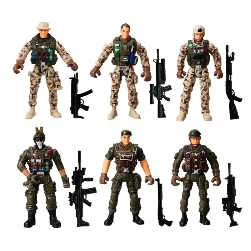 1:18 Army Men Soldier Police Fireman Explorer Hunter Action Figures Playset Military Terrorist SWAT Team Toys For Kid Boy Gifts
